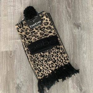 Bebe Leopard spring Scarf & Hat Set